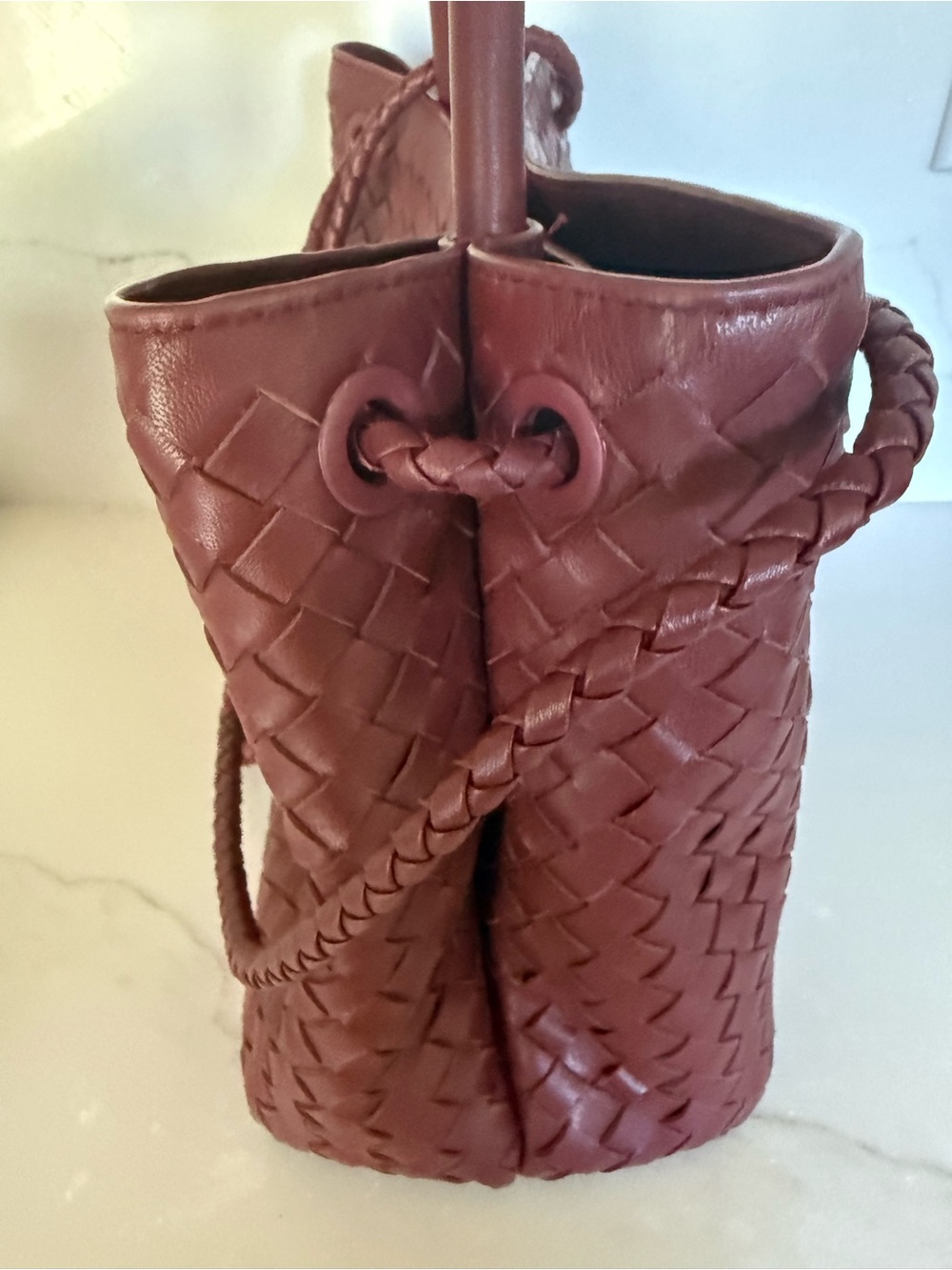 Quince Romy Handwoven Satchel Merlot - Picture 6 of 9